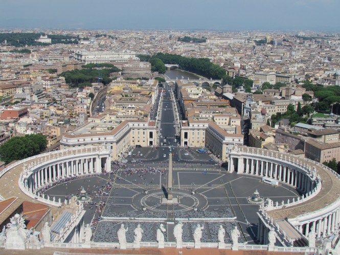 St. Peter’s Square and Tiber River, seen from the top of the dome